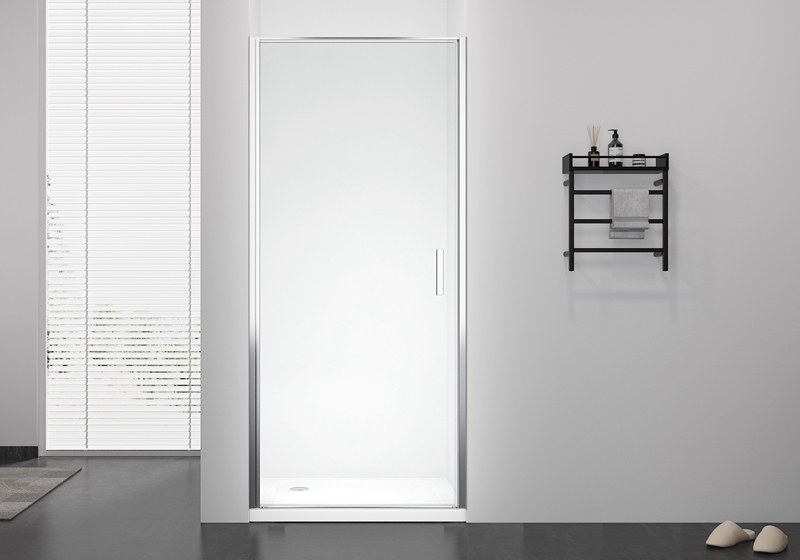 Pivot pintu tunggal kaca PV 1901F 6mm ditambah kepungan pancuran mandian dengan pemegang logam